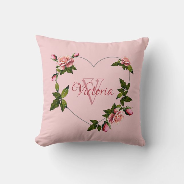 Pastel Petals: Blush Pink Floral Throw Pillow (Front)