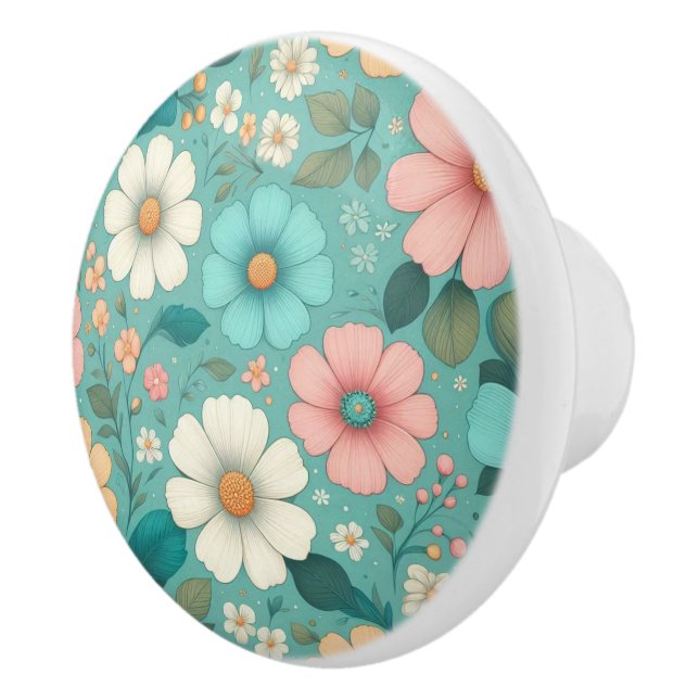 Pastel Petals Ceramic Knob (Right)