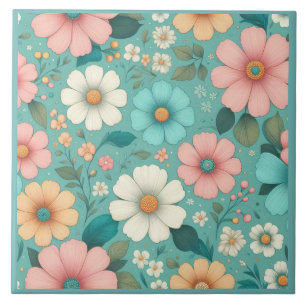 Pastel Petals Ceramic Tile