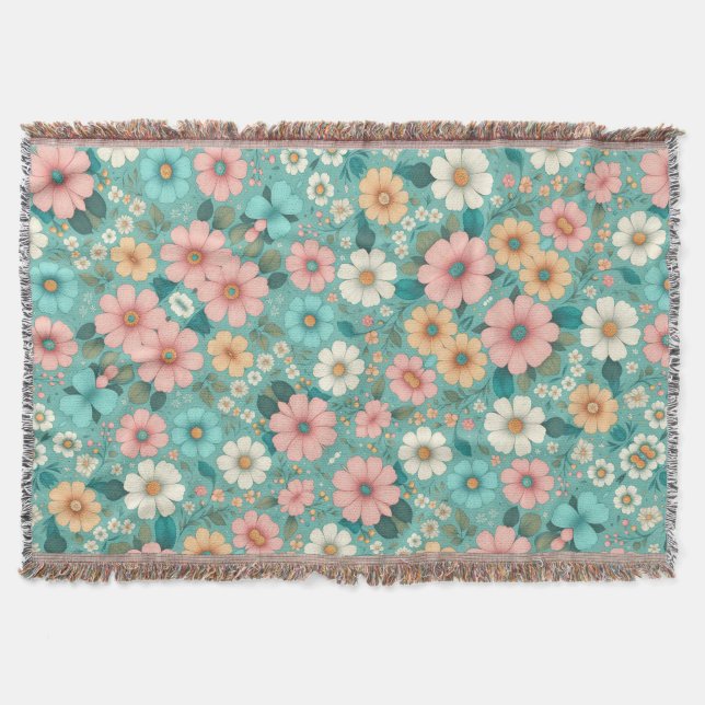 Pastel Petals Throw Blanket (Front)
