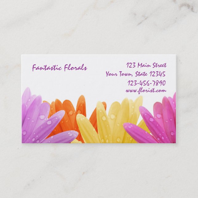 Pastel Petals, Water Drops Business Card (Front)