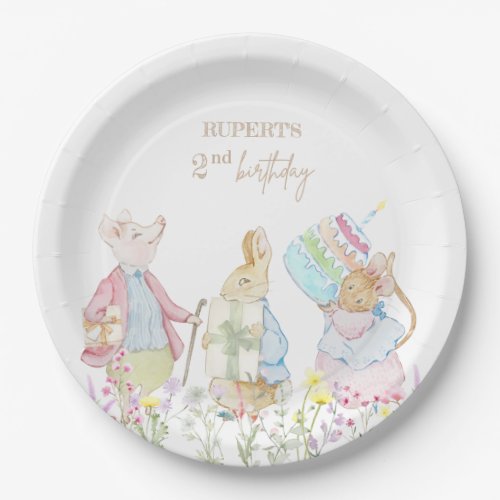 Pastel Peter the Rabbit and Friends Birthday Paper Plates