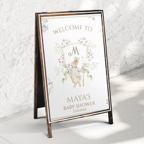 Pastel Peter the Rabbit Baby Shower Welcome Sign