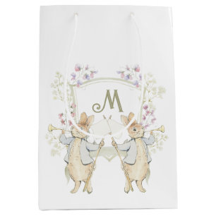 Pastel Peter the Rabbit Monogram Twins Baby Shower Medium Gift Bag