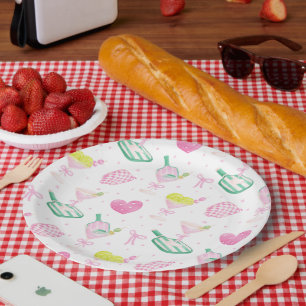 Pastel Pickleball Cocktail Party Pattern Paper Plates