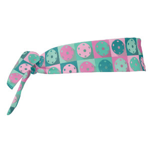 Pastel pickleball pattern with pickleball balls tie headband