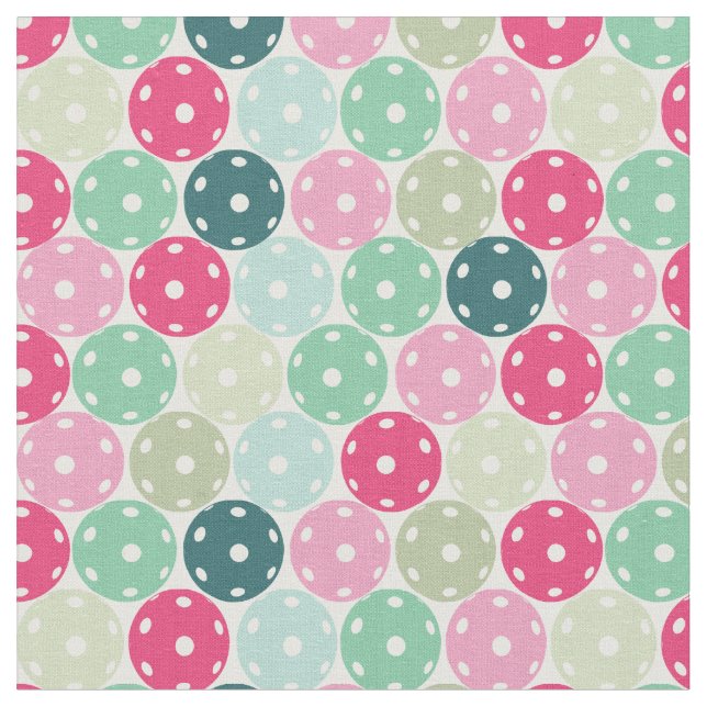 Pastel Pickleballs on white - customizable fabric (Close Up)