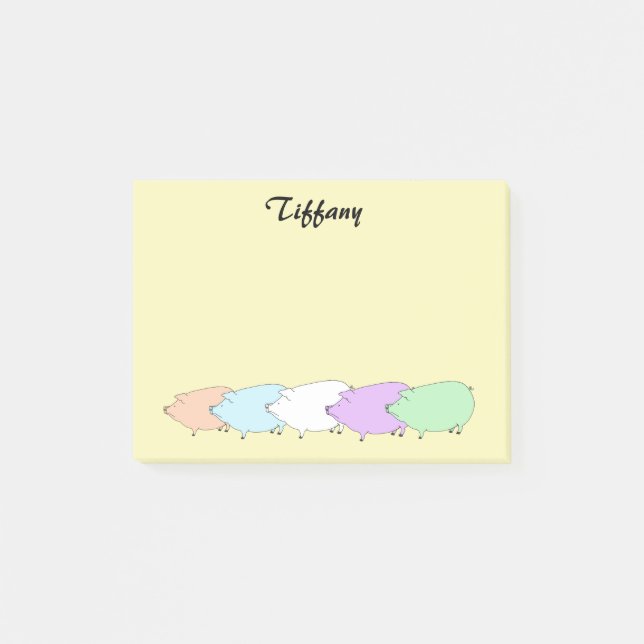 Pastel Pig Parade Personalized  Post-it Notes (Front)