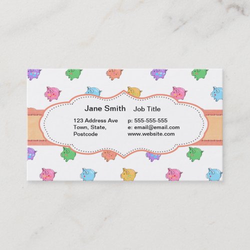 Pastel Pig Pattern Business Cards