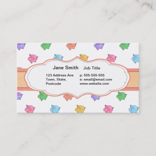 Customizable Pastel Pig Pattern Business Cards