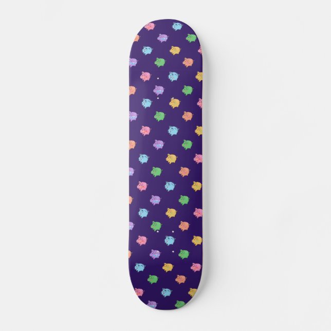 Pastel Pig Pattern Skateboard Deck (Front)