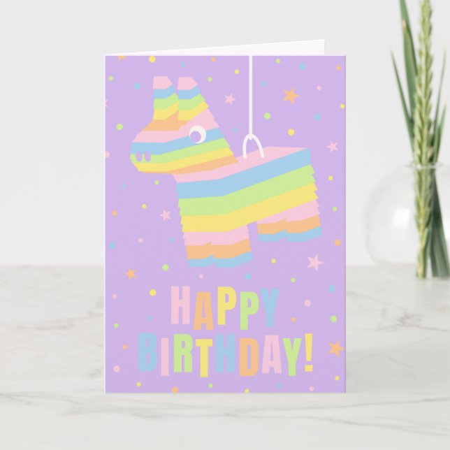 Pastel Pinata Happy Birthday Card (Front)