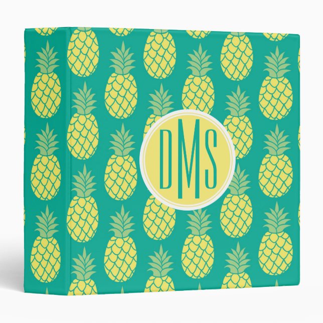 Pastel Pineapples | Monogram 3 Ring Binder (Front/Spine)