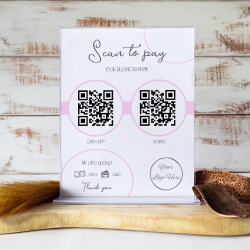 Pastel pink 2 QR code business scan to pay Poster