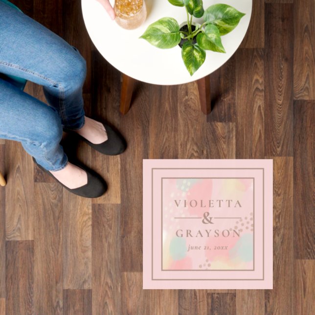 Pastel Pink Abstract Art Floor Decal (Floor)