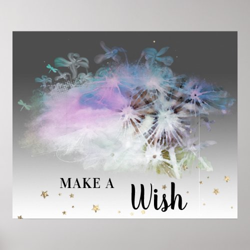   Pastel Pink Abstract DANDELION Make A Wish  Poster