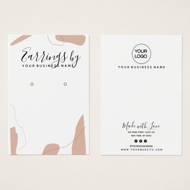 Pastel Pink Abstract Earring Display Card (Front & Back)