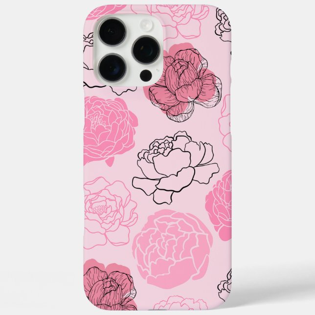 Pastel Pink Aesthetic Peony Flower Pattern Case (Back)