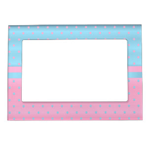 Pastel Pink and Baby Blue Polka Dots Magnetic Frame