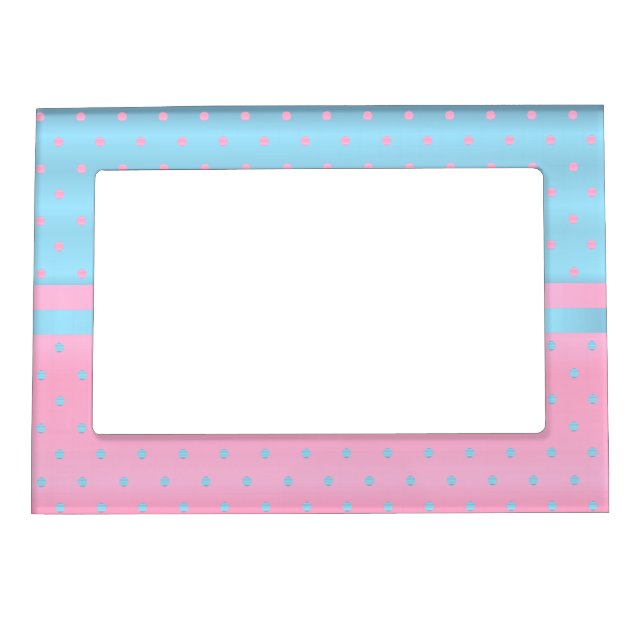 Pastel Pink and Baby Blue Polka Dots Magnetic Frame (Front)