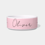 Pastel Pink and Black Elegant Handwritten Name Pet Bowl<br><div class="desc">Pastel Pink and Black Elegant Handwritten Name Pet Bowl.</div>