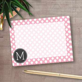 Pastel Pink And Black Polka Dots Custom Monogram Post-it Notes by iphone_ipad_cases at Zazzle