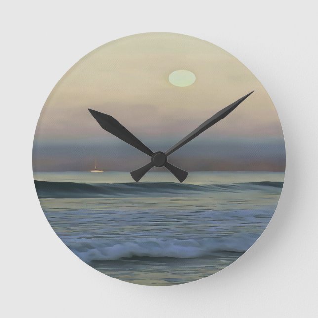 Pastel Pink and Blue Dalyan Beach Sunset  Round Clock (Front)