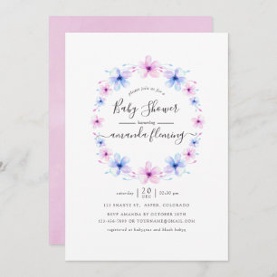 Pastel Pink and Blue Floral Baby Shower Invitation