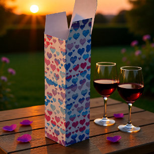 Pastel Pink and Blue Hearts Mother’s Day Wine Box