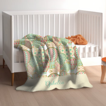 Pastel Pink And Blue Hot Air Balloons With Name Fleece Blanket by DancingPelican at Zazzle