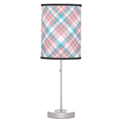 Pastel Pink and Blue Plaid Table Lamp