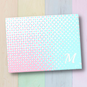 Pastel pink and blue  two-tone gradient monogram post-it notes