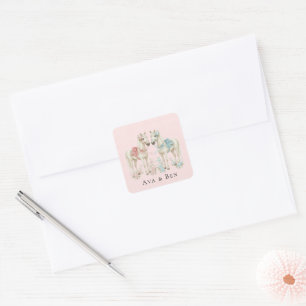 Pastel Pink and Blue Wedding Horses Square Sticker