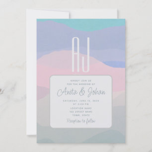 Pastel Pink and Dusty Blue Modern Wedding Invitation