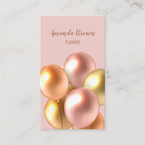 Pastel Pink and Gold Event Planner Balloon Artist  Business Card