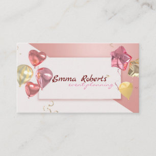 Pastel Pink and Gold Event Planner Balloon Artist Business Card