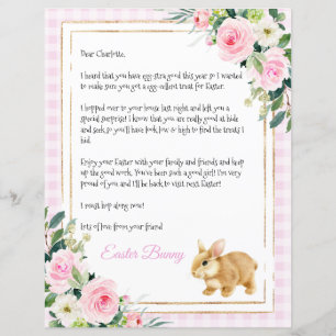 Pastel Pink and Gold Letter From The Easter Bunny