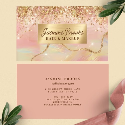 Pastel Pink And Gold Modern Glitter Business Card