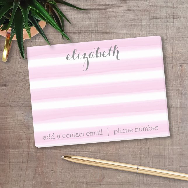 Pastel Pink and Gray Stationery Suite for Women Post-it Notes (Personalized post it notes with low quantity. Add your personal touch.)
