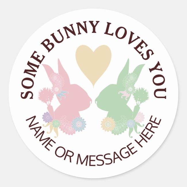 Pastel Pink and Green Bunnies with Heart Custom