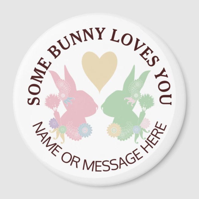 Pastel Pink and Green Bunnies with Heart Custom