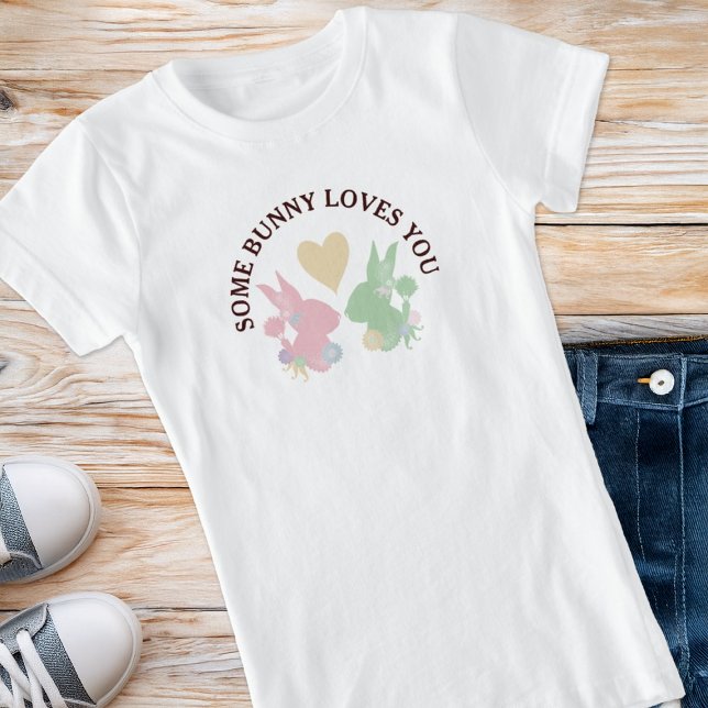 Pastel Pink and Green Bunnies with Heart Custom T-Shirt (Creator Uploaded)