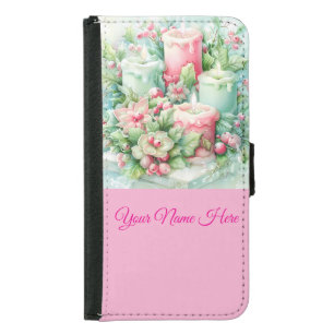Pastel Pink and Green Christmas Samsung Galaxy S5 Wallet Case