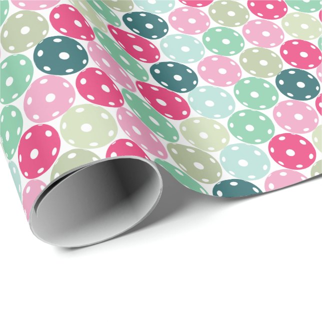 Pastel pink and green pickleballs wrapping paper (Roll Corner)
