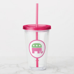 Pastel Pink and Green Republican Elephant Acrylic Tumbler