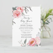 Pastel Pink and Grey Boho Floral Drive By Shower Invitation (Standing Front)
