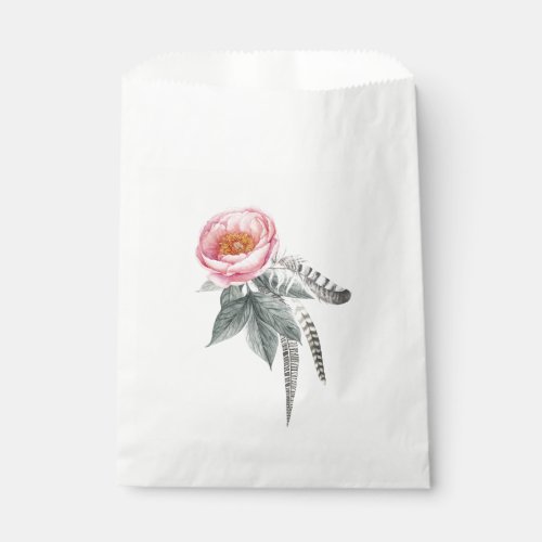 Pastel Pink and Grey Boho Floral Favor Bag