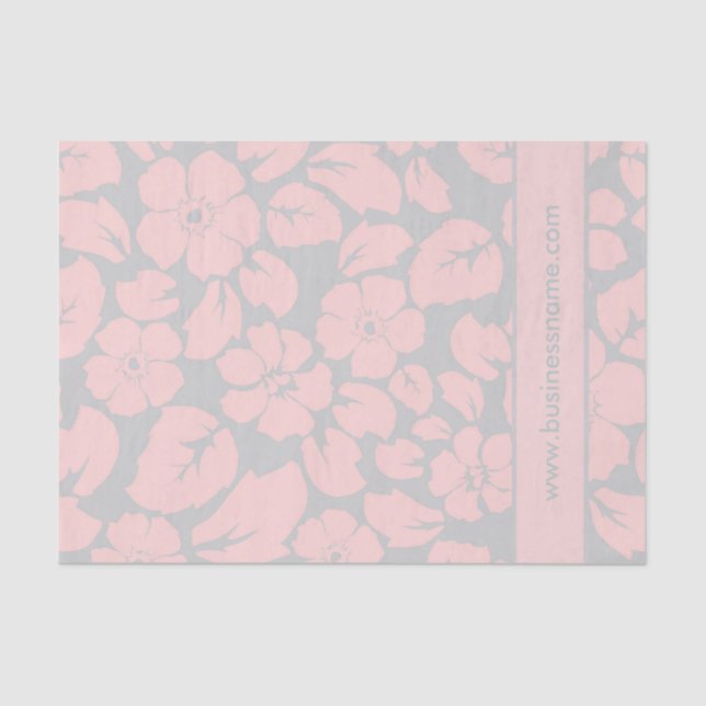 Pastel Pink and Grey Floral Custom Tissue Paper (Front)