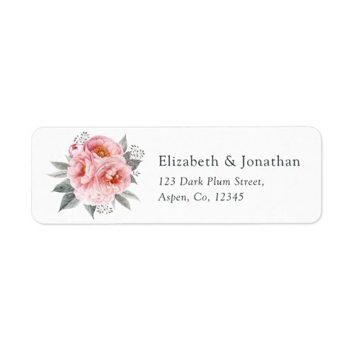 Pastel Pink and Grey Peony Flower Label