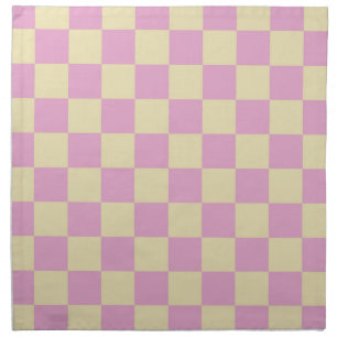Pastel Pink and Light Yellow Checkerboard Cloth Napkin